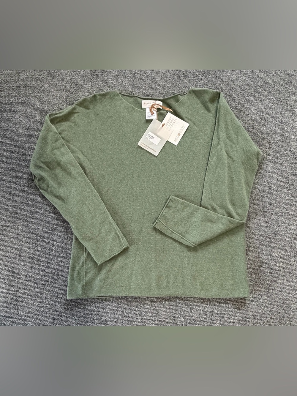 NWT Bianco & Blu Italy Women’s S Green Cashmere Wool Blend Pullover Sweater
